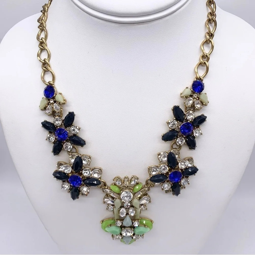 J. Crew Blue Green Jeweled Necklace